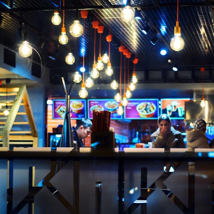 Restaurant interior with private family seating